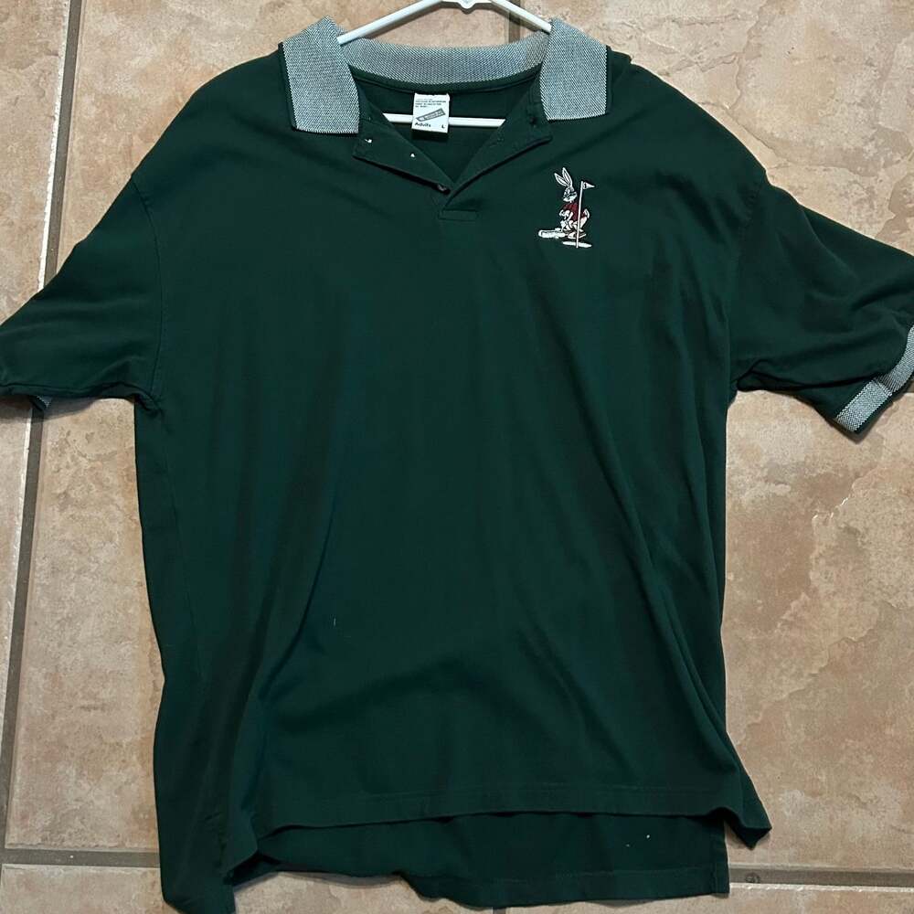 Vintage Warner Bros L Polo Embroidered Bugs Bunny Golfing